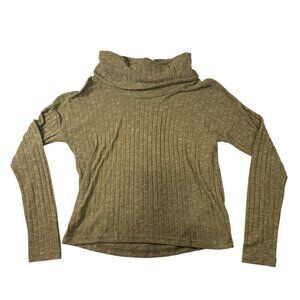 BP Olive Ribbed Cowl Neck Long Sleeve Top Womens Medium Lightweight Knit